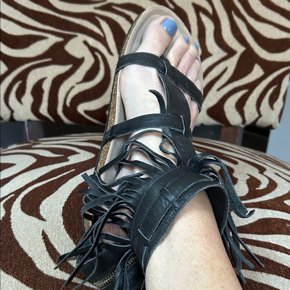 Loeffler Randall Black Fringe Sandals - Picture 5 of 7